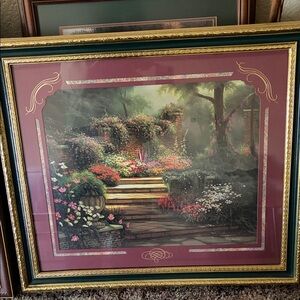Home Interiors Garden Pathway Print - Green, Burgundy, Gold